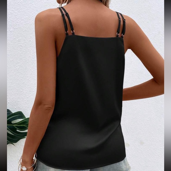 Luxe Satin Cami Top Blouse Shirt Black - Picture 2 of 16